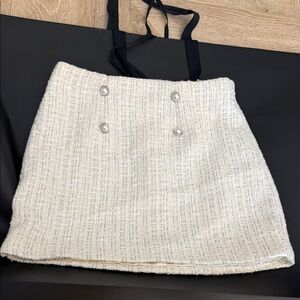 Forever 21 Cream Tweed Mini Skirt